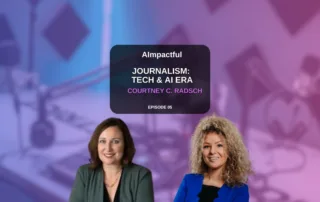 Courtney C. Radsch and host Branislava Lovre discussing journalism, technology, and artificial intelligence