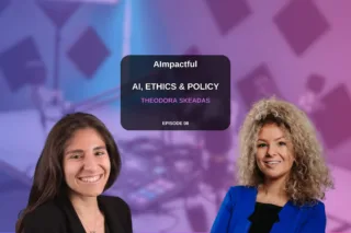 Theodora Skeadas and host Branislava Lovre discussing AI ethics and policy