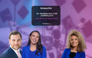 Catalina Villegas, Nick Toso, and host Branislava Lovre discussing Rolli and AI tools for journalists