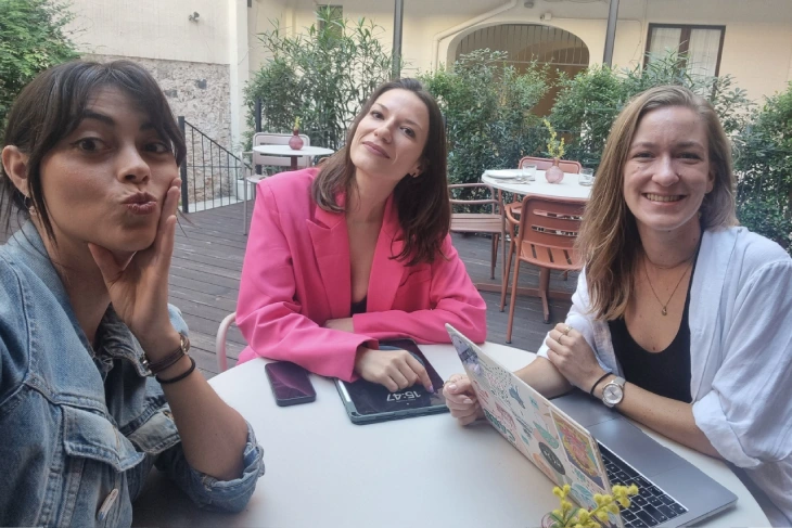 Maja Završnik (right) with co-founders Kris and Stephany