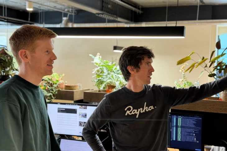 Peter Stuart and Danny Bellion, co-founders of Velora, in an office workspace